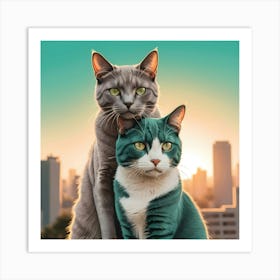 Two Cats On A Rooftop Art Print