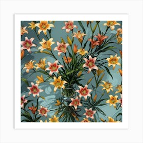 Lilies In A Vase Art Print