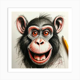 Chimpanzee Drawing 1 Art Print