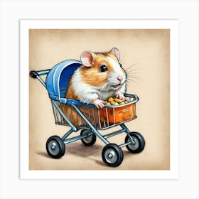 Hamster In A Shopping Cart 7 Art Print