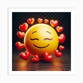 Happy Face With Hearts Art Print