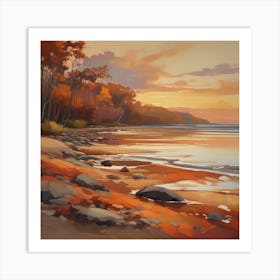 Autumnal shoreline Art Print