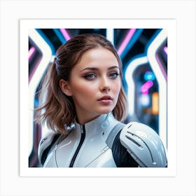 Futuristic Girl In Futuristic Suit 4 Art Print