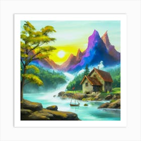 Multicolored landscape. Art Print