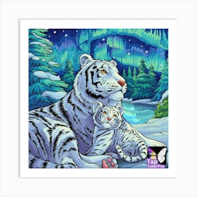 White Tiger And Cub Art Print