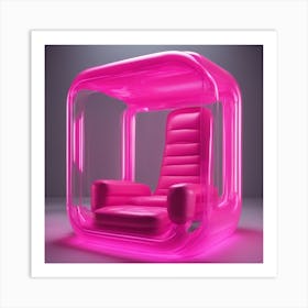 Furniture Design, Tall Bad, Inflatable, Fluorescent Viva Magenta Inside, Transparent, Concept Produc (3) Art Print