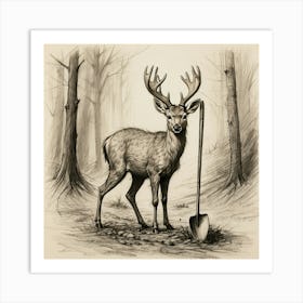 Deer In The Woods 126 Art Print