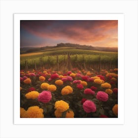 Sunset In The Vineyard 3 Art Print