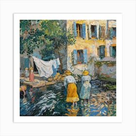 Van Gogh Style: Laundry Day at the Rhone Series Art Print