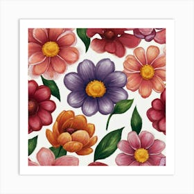 Watercolor Flowers 17 Art Print