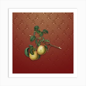 Vintage Pear Botanical on Falu Red Pattern Art Print