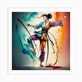 wushu Girl - Martial Arts - Bo Staff 2 Art Print