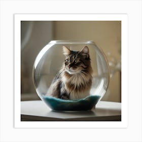 Cat In Fish Bowl 10 Art Print