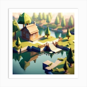 Low Poly House 4 Art Print