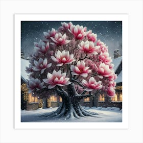 A Stunning Illustration Of A Majestic Magnolia Tre Vh8ibgvrq6exv0lchu6f2q Nrkli1frthwhcnx 7tgdlq Art Print