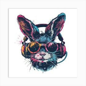 Rabbit With Headphones 4 Art Print