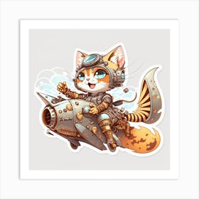 Steampunk Cat Art Print