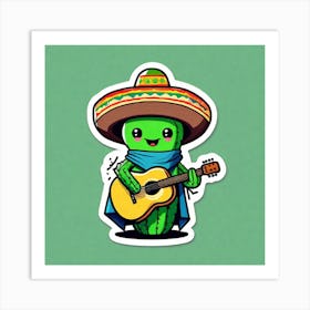 Cactus Playing Guitar 19 Art Print