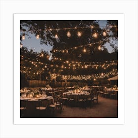 Wedding Reception With String Lights 1 Art Print