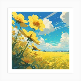 Yellow Flower Field 2 Art Print