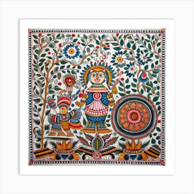 Indian Painting, Indian Art, Indian Painting, Indian Painting Madhubani Painting Indian Traditional Style Art Print