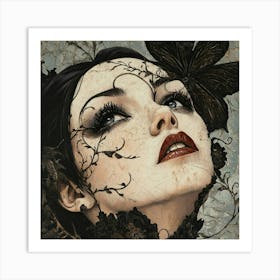 Woman With A Butterfly Art Print