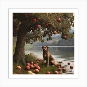 Dog Under Apple Tree Art Print