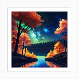 Night Sky With Trees 1 Art Print