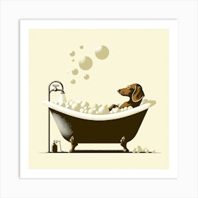 Dachshund Bathtime Art Print