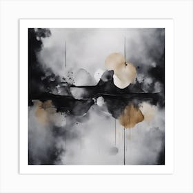 Abstract Minimalist Painting That Represents Duality, Mix Between Watercolor And Oil Paint, In Shade (31) Art Print