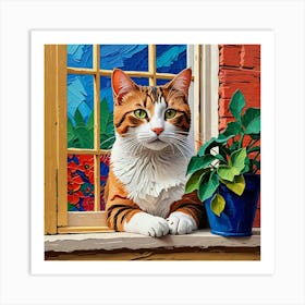 Cat On The Window Sill 1 Art Print