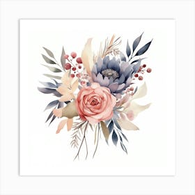 Watercolor Bouquet Of Flowers 1 Art Print