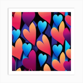 Colorful Hearts Art Print