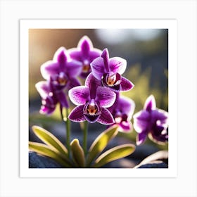 Orchids On Rocks Art Print