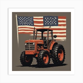 American Flag Tractor 1 Art Print