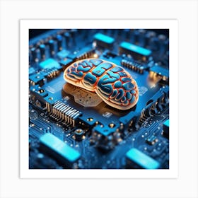 Brain On A Circuit Board 71 Art Print