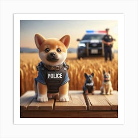 Corgi Police Officer Art Print