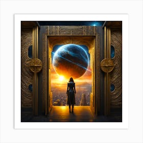 Planet Collision Starting A Apocalyptic End Of A Far Cosmic Civilisation - Detailed Color Painting Art Print