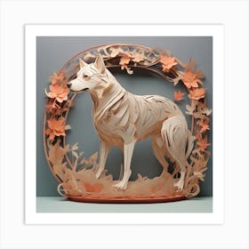 Paper Sculpture Of A Dog Art Print