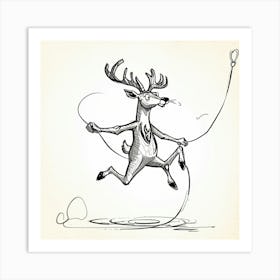 Deer Jumping Art Print