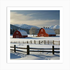 Red Barns In Winter Art Print