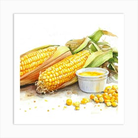 Watercolor Illustration Of Corn Art Print