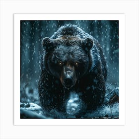 Grizzly Bear In The Snow Art Print