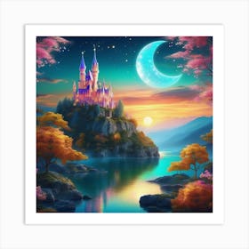 Fairytale Castle At Night 3 Art Print