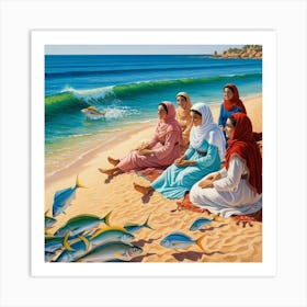 Create Sea And Fish And People (2) Art Print