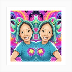 Psychedelic Girl Smile Art Print