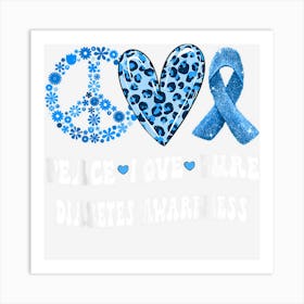 Groovy Peace Love Cure Diabetes Awareness Art Print