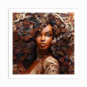 African Woman With Curly Hair 1 Art Print