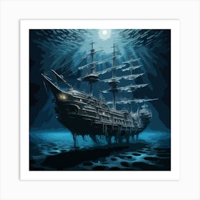 The ghost ship Under The Sea Art Print