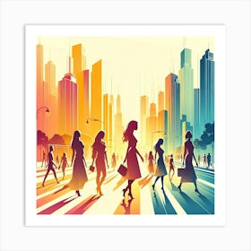 Women Walking In The City Art Print